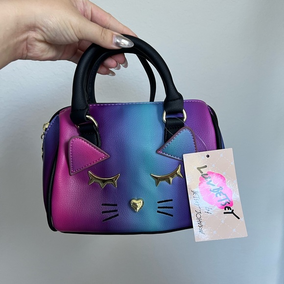 Betsey Johnson Handbags - NWT Luv Betsey by Betsey Johnson Mini Barrel Bag Purple Pink Blue Kitty 😻💙💕